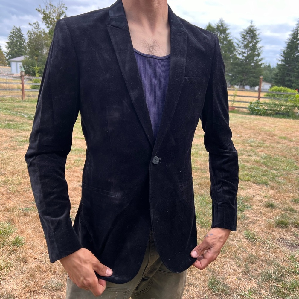 Top man Black Suede Suit Jacket